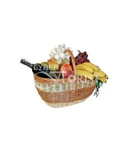 fruit basket with wine
